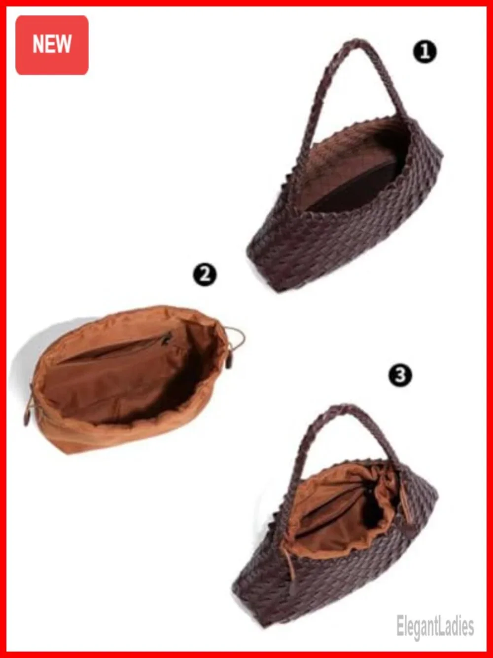 Suede Woven Hobo Bag Faux Leather Tote Shoulder Purse